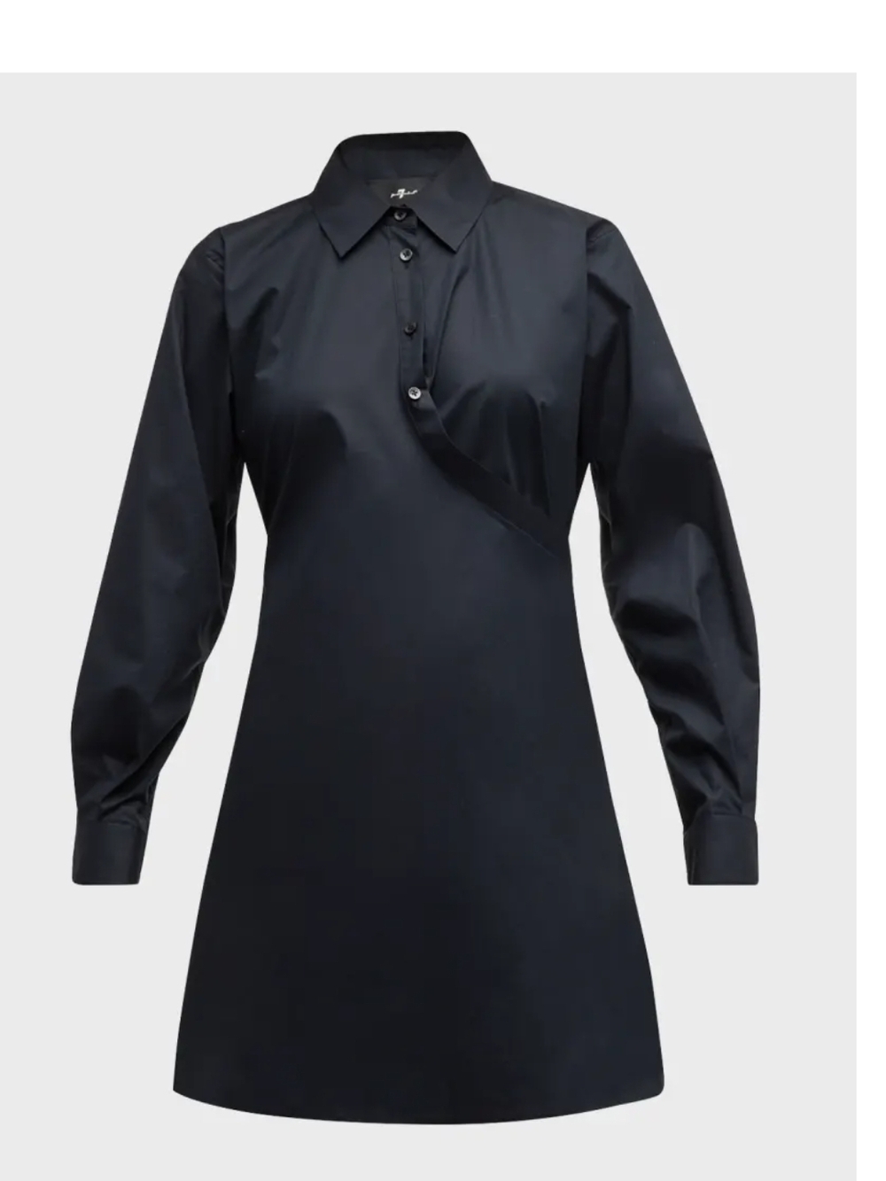 7 For All Mankind Black Long-Sleeve Shirt Dress